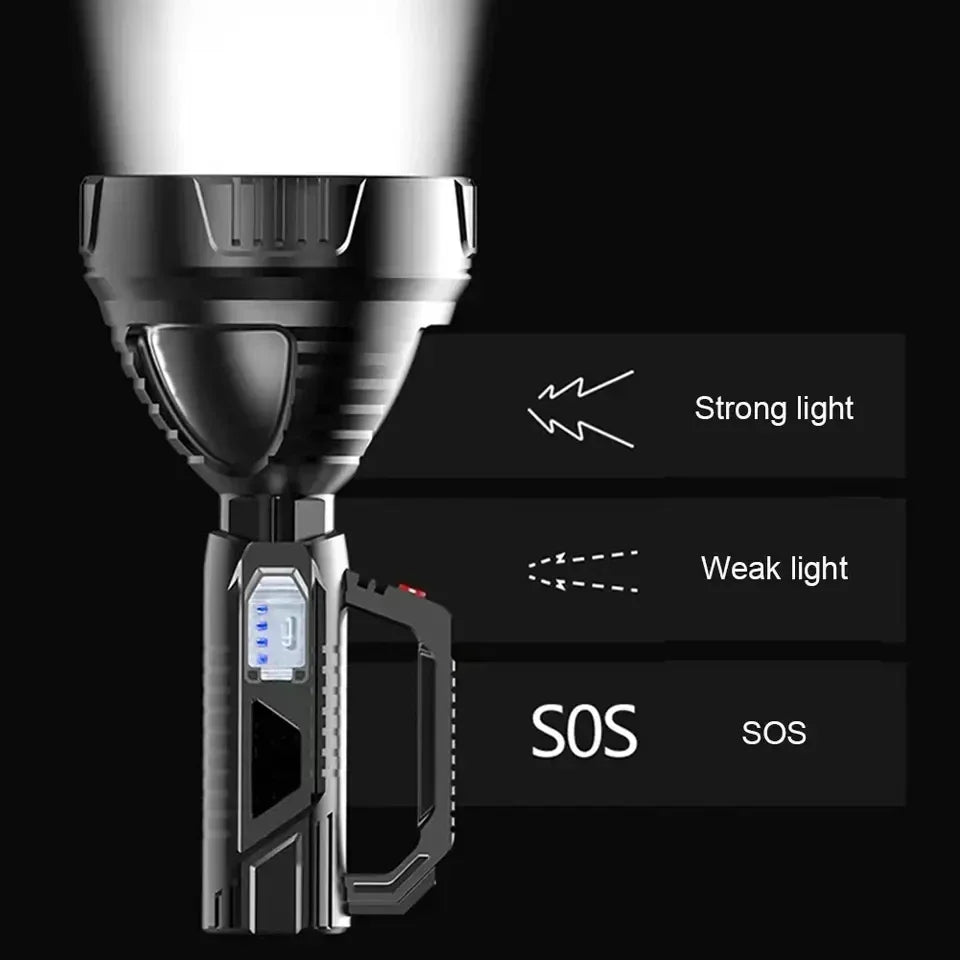 High Power LED Flashlight Waterproof USB Rechargeable Fishing Lantern Torch Powerful Spotlight Searchlight for Camping