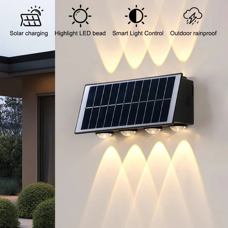 Modern Outdoor Solar Wall Lamp Waterproof IP65 Upper and Lower Lighting Exterior Wall Lamp Garden Balcony Corridor LED Wall Lamp