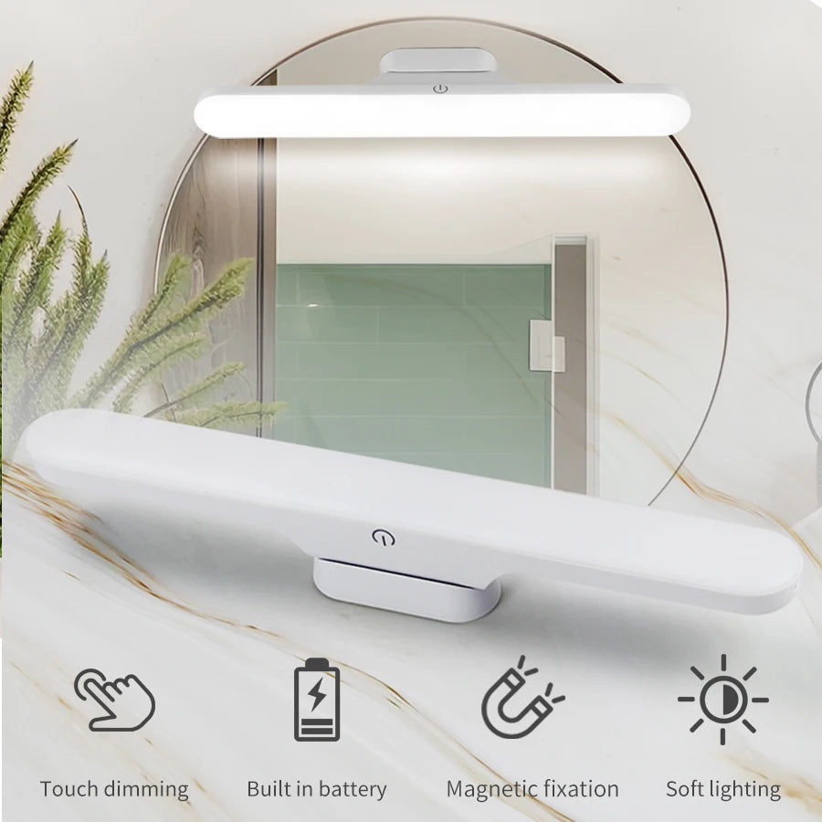 LED Makeup Mirror Lights Magnetic Hanging USB Rechargeable Desk Lamp Reading Light Dimmable Cabinet Closet Dormitory Night Light