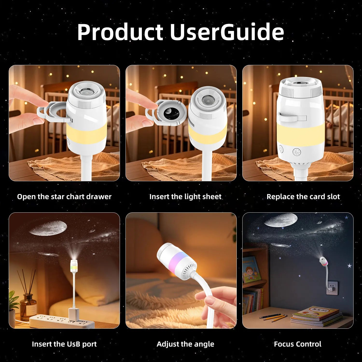 2-in-1 Mini Galaxy Star Projector Night Light Starry Sky Projection Lamp Bedroom Sleep Ambient Lighting Home Decor Kids Gift