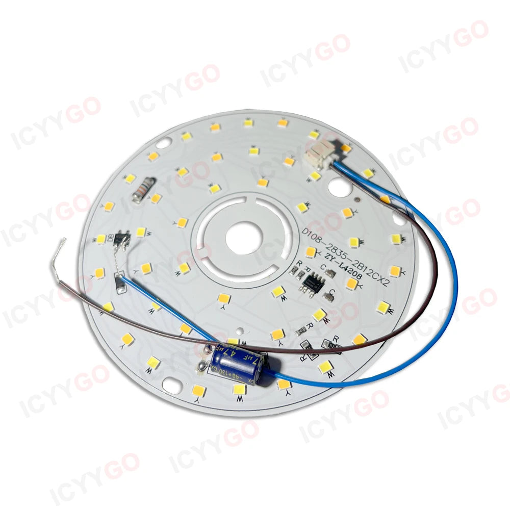 6W 8W 12W 24W 36W 48W LED Chip 220V Driver-Free Three-Color Aisle PCB Light Source Accessories Round LED Light Panel