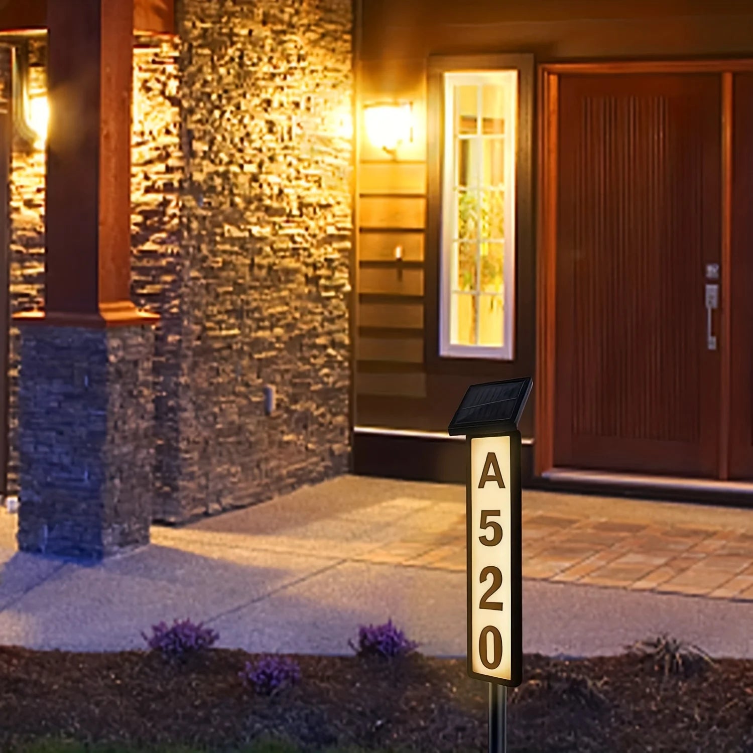 Solar-Powered Door Sign Lights, Ground-Insert Lawn Lights, No Wiring Required, Automatically Light up at Night, Eye-Catching Address Signs, Suitable for Homes, Mailboxes, Factories, and Commercial Areas, Outdoor Christmas Gar