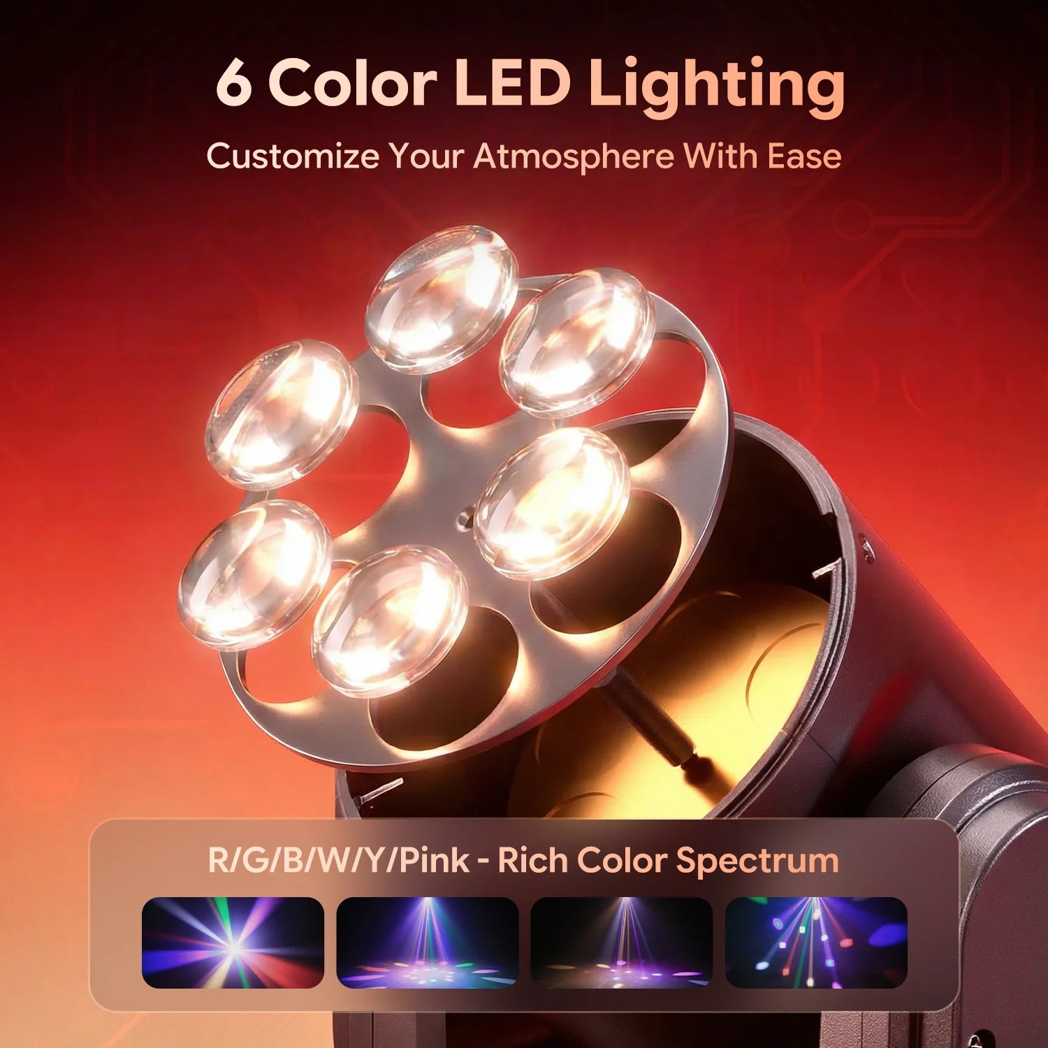Yiflamefly 1/2/4Pcs Mini 50W Bee Eye Moving Head Lights R/G/B/W/Y/Pink LED Rotating DMX Stage Lights For Wedding Party KTV Bar