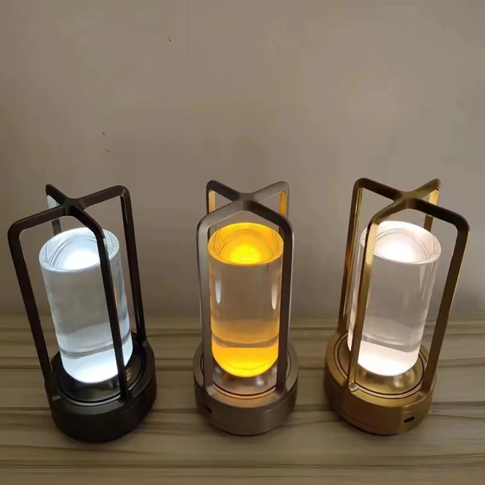 Crystal Lamp Plastic Bedside Table Bedroom LED Touch Table Lamp Restaurant Decoration Atmosphere Night Light