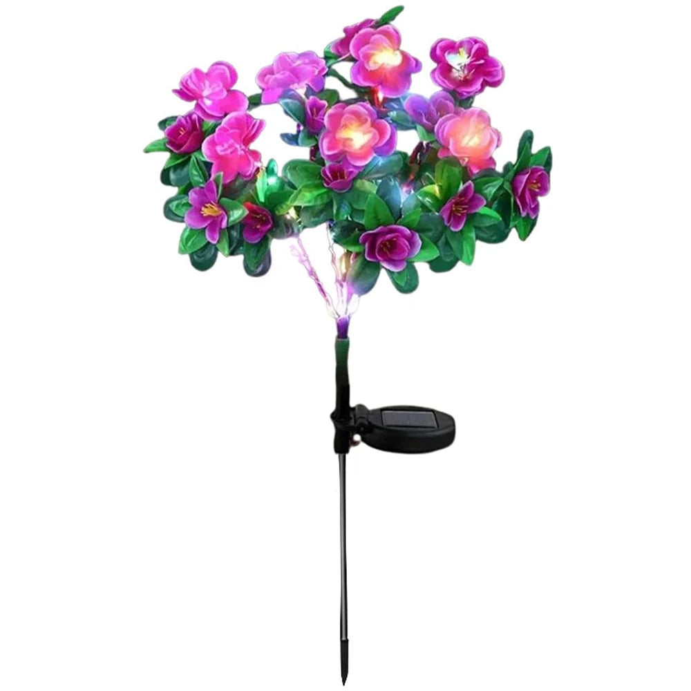 LED Solar Light Waterproof Azalea Solar Flowers Lamp Outdoor Decorative for Garden Yard Lawn Path Lighting Holiday Wedding Decor