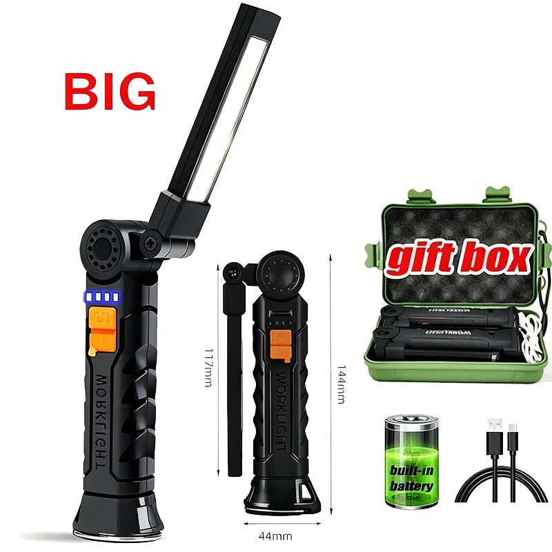 COB Portable LED Work Lights Cordless Magnetic LED Work Lamp Inspection Lights for Car Repair Home Garage Emergency Flashlight