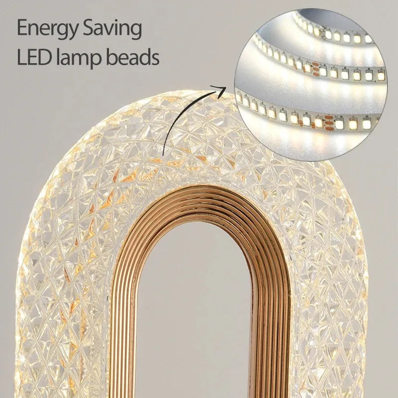 Modern Luxury Oval USB Rechargeable Crystal Table Lamp Living Room Bedroom Bedside Creative Decoration Atmosphere Night Light