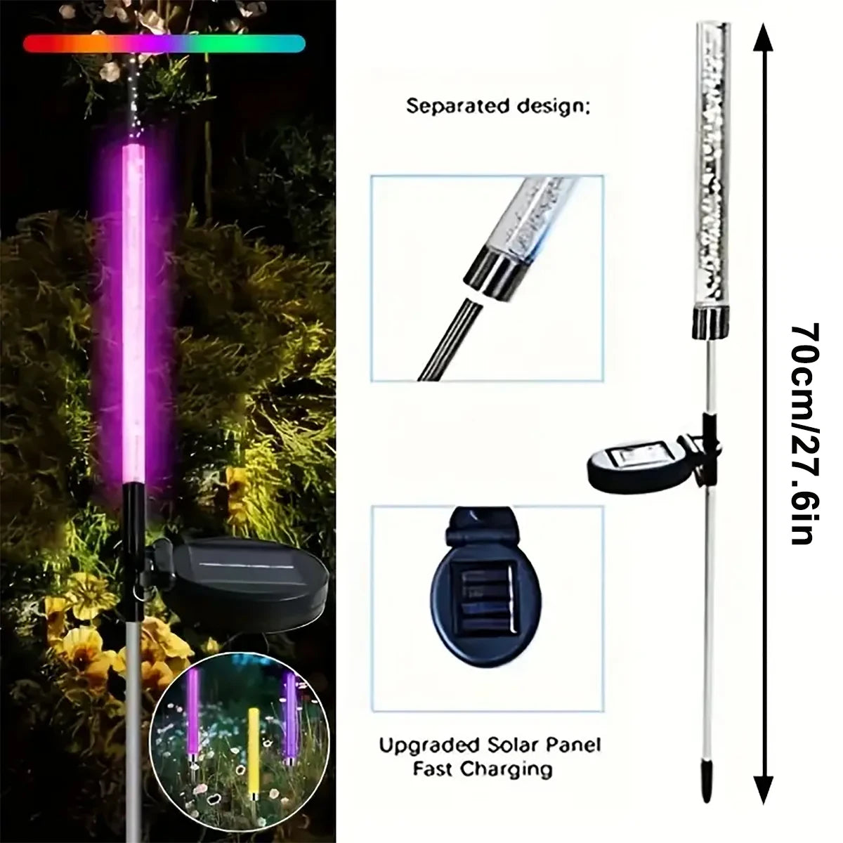 Solar Reed Bulb Bubble Stick RGB Color Acrylic Patio Park Landscape Spot Lawn Garden Plug-In Landscape Lights