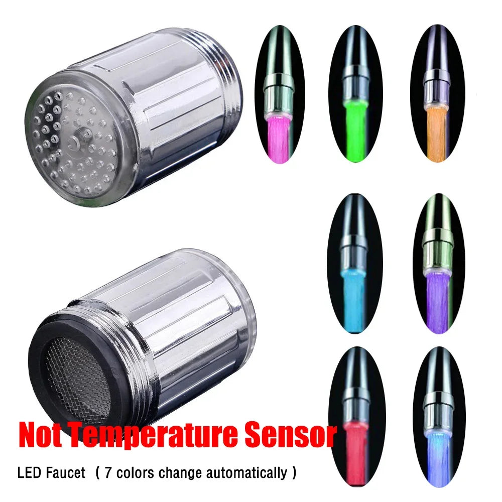 LED Glow Shower Tap Faucet Nozzle Head 7 Colors Change Home Bathroom Kitchen LED Faucet Stream Light Novelty Light