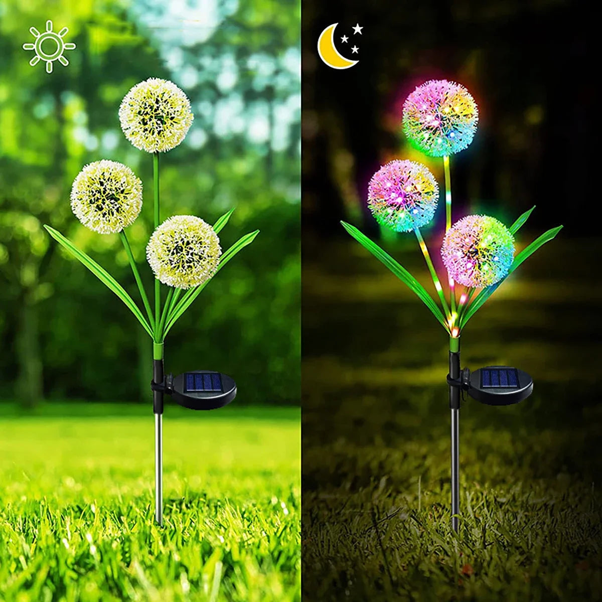 Solar Powered Warm/colorful Heads Onion Head Light for Garden Lawn Patio Pathway Outdoor Light Battery-operated Garland