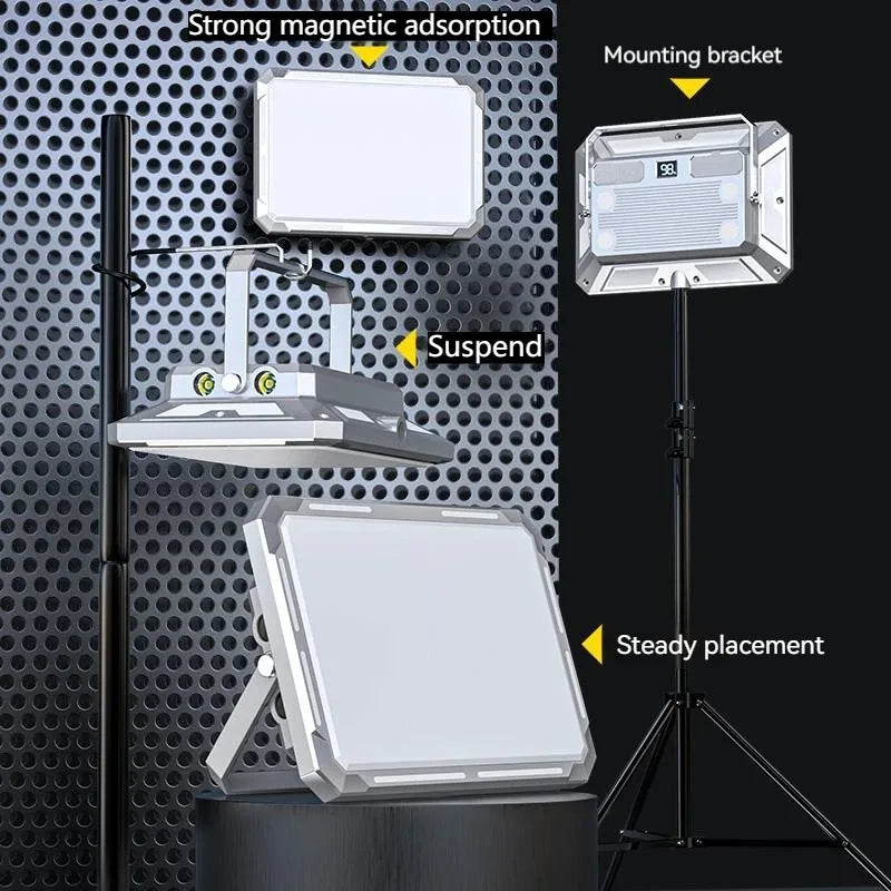 Portable LED Camping Tent Light Rechargeable Searchlight High Power Outdoor Emergency Lighting Waterproof Night Car Repair Lamp