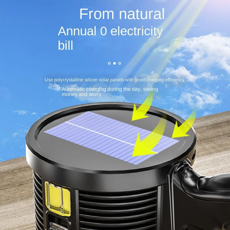 900000LM Rechargeable Led Spotlight Waterproof Handheld Large Flashlight Most Powerful Outdoor Solar Spotlights Searchlight