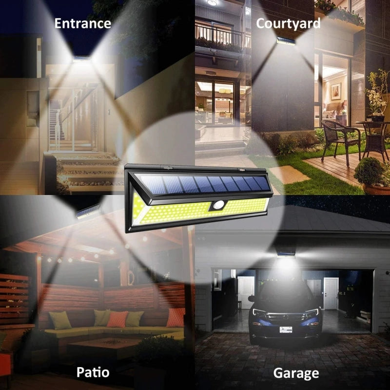 Solar Lights Outdoor 180 COB Solar LED Wall Lamp Waterproof Motion Sensor 3 Modes Super Bright for Garden Front Door Garage Path