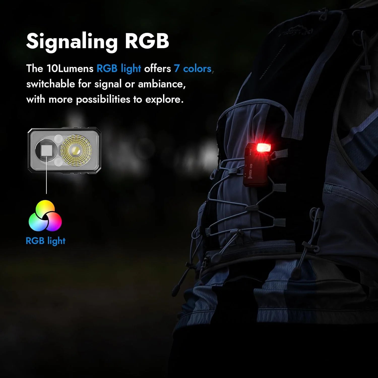 WUBEN G5 Rechargeable EDC Flashlight, 400 Lumens Dual Light Sources Mini Flashlight with RGB Light, Portable Pocket Flashlights