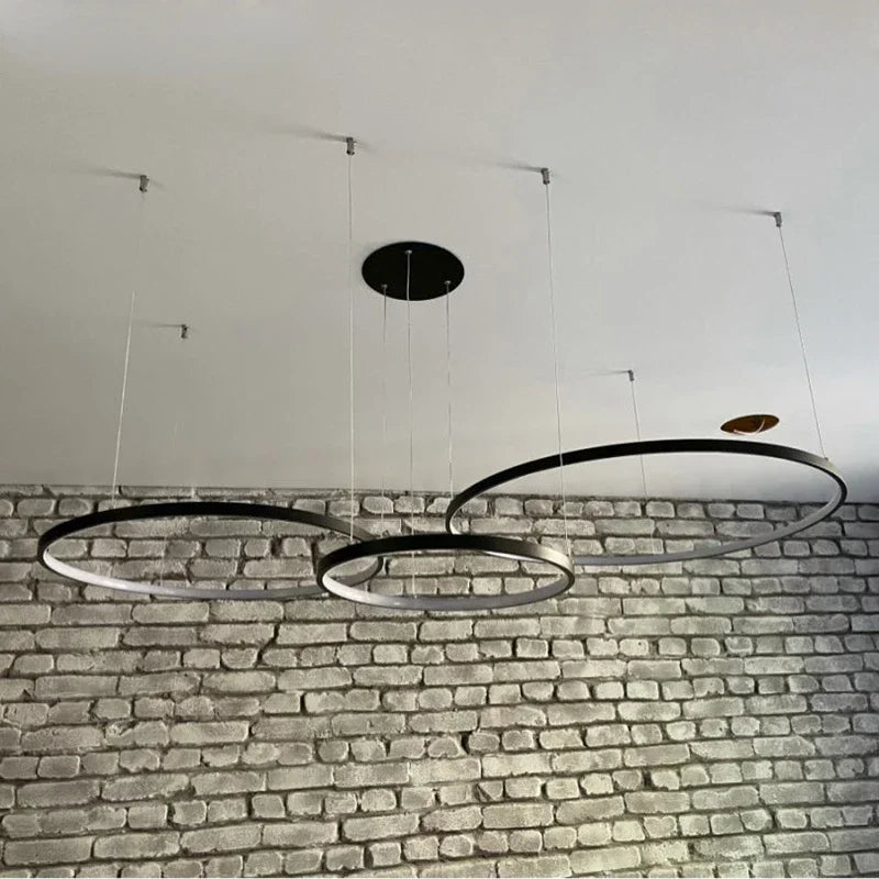 Led Chandelier Black Rings Ceiling Mount Chandelier Lighting for Living room Dining room Kitchen Luminaires