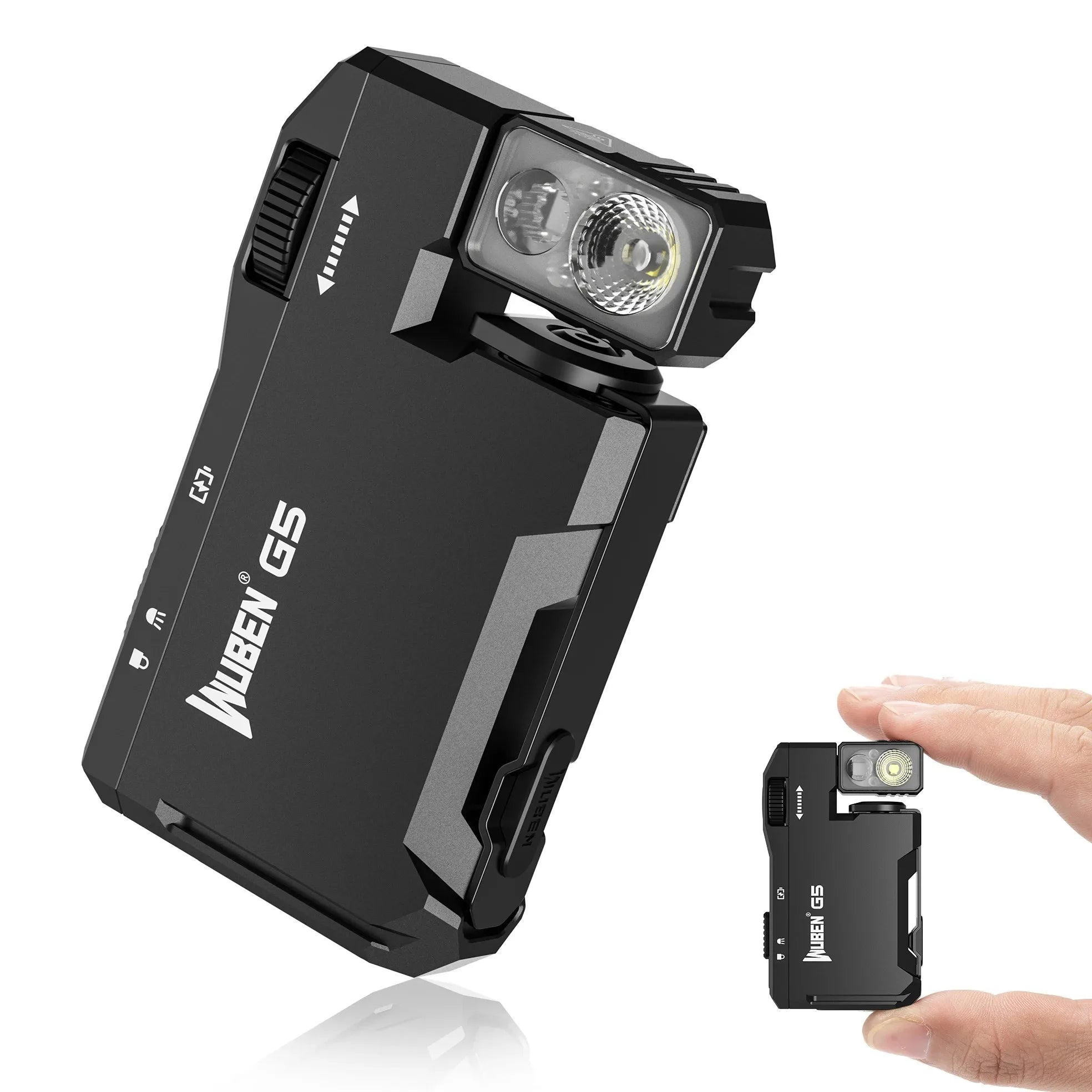 WUBEN G5 Rechargeable EDC Flashlight, 400 Lumens Dual Light Sources Mini Flashlight with RGB Light, Portable Pocket Flashlights