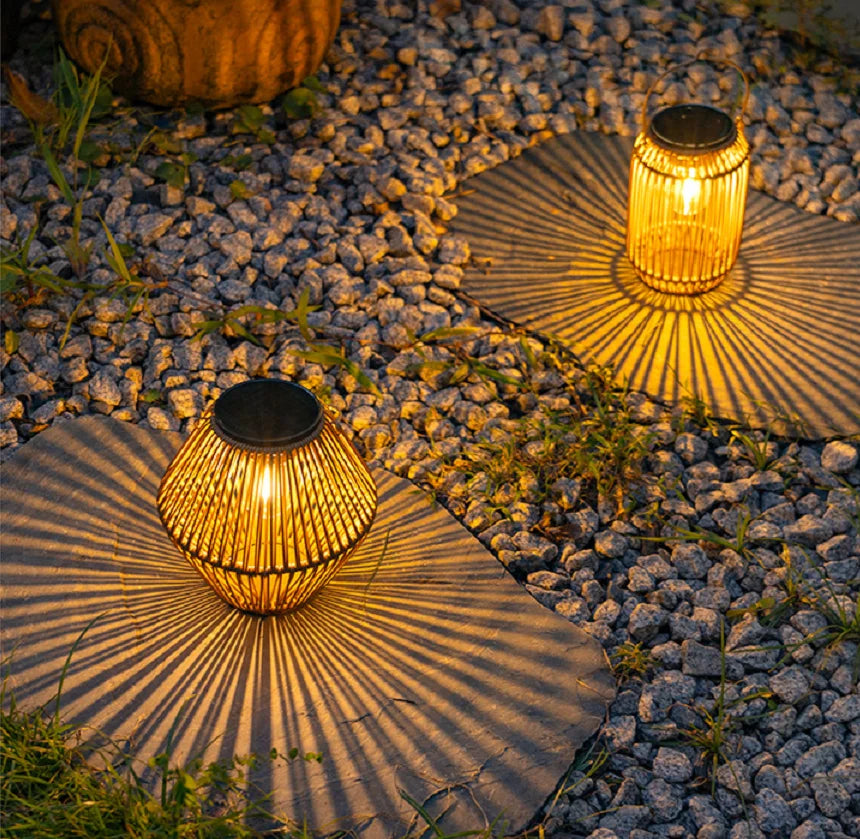 Solar Lanterns Solar Lights Outdoor Waterproof Boho Light for Outside Hanging Rattan Lantern Decoration for Garden Yard Patio