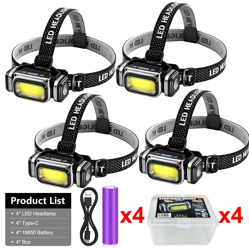 Super Bright Headlamp Motion Sensor Headlight 18650 EDC Head Led Lights Rechargeable Torch Red Light for Camping Running Fishing