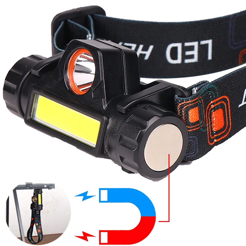 XP-G Q5 Headlamp Head Lamp Headlight Waterproof 2500lm Cob Led Built In Usb Rechargeable 14450 Battery Working Light 5w