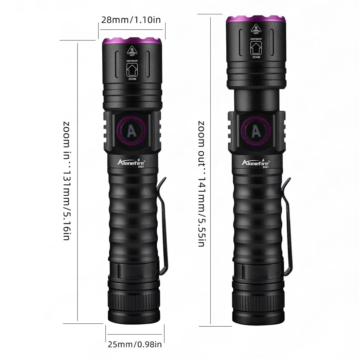 Zoom UV 365nm/395nm LED Flashlight High Bright Nail Beauty Cat Dog Urine Tinea Ore Money Invisible Marker Scorpion Torch Light