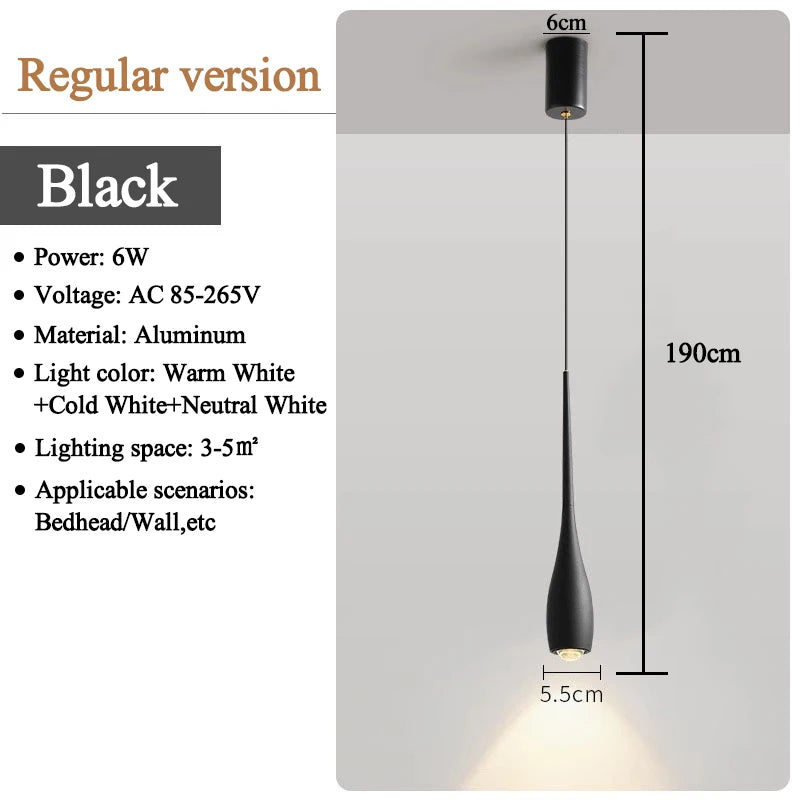 MARPOU LED Pendant Light 6W Adjustable Height Touch Switch Modern Minimalist Creative Design Chandelier for Bedroom Bedside Bar