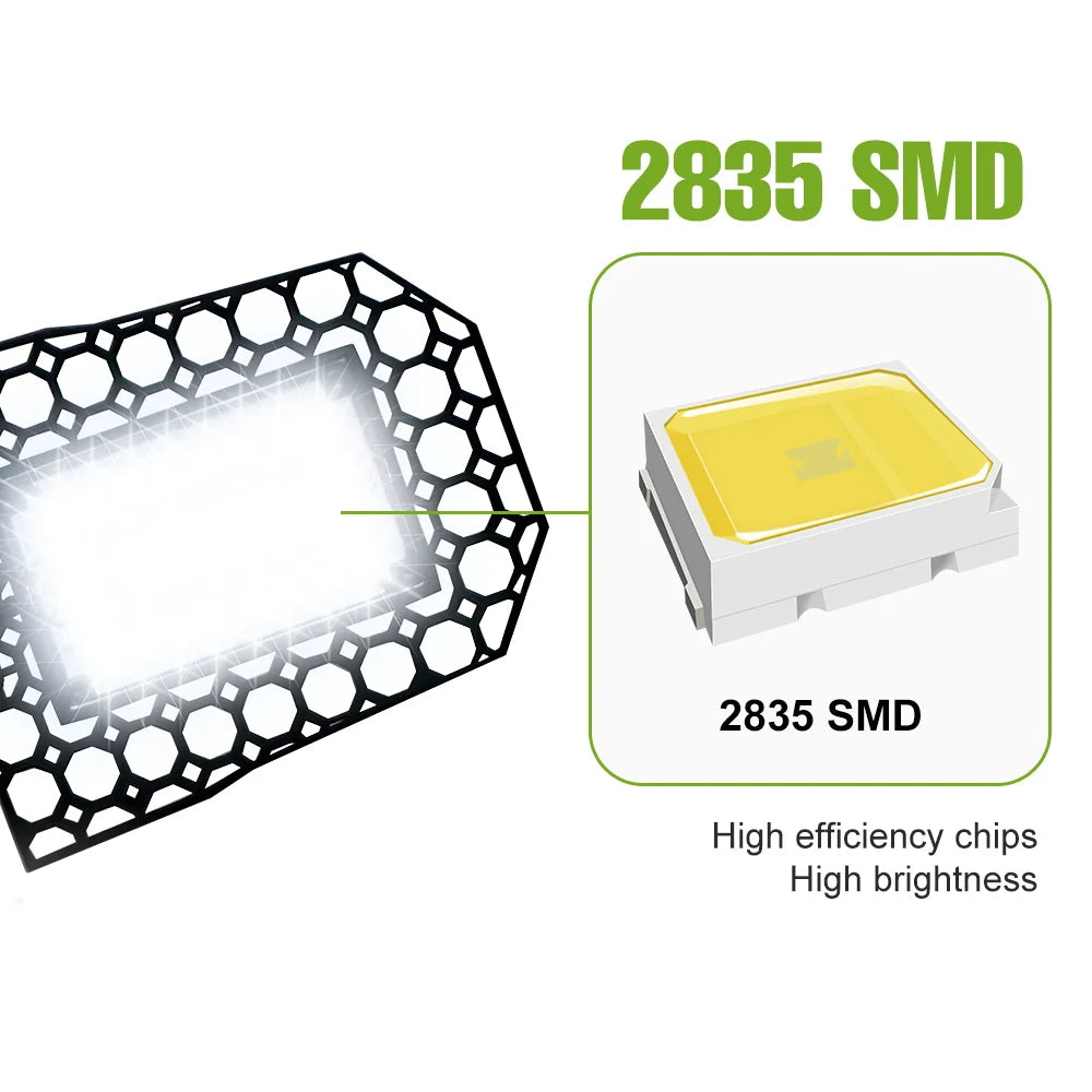 400W LED Deformation Garage Lamp E27/E26 Foldable Workshop Bulb 220V Spotlight 110V Warehouse Basements Large Area Lighting