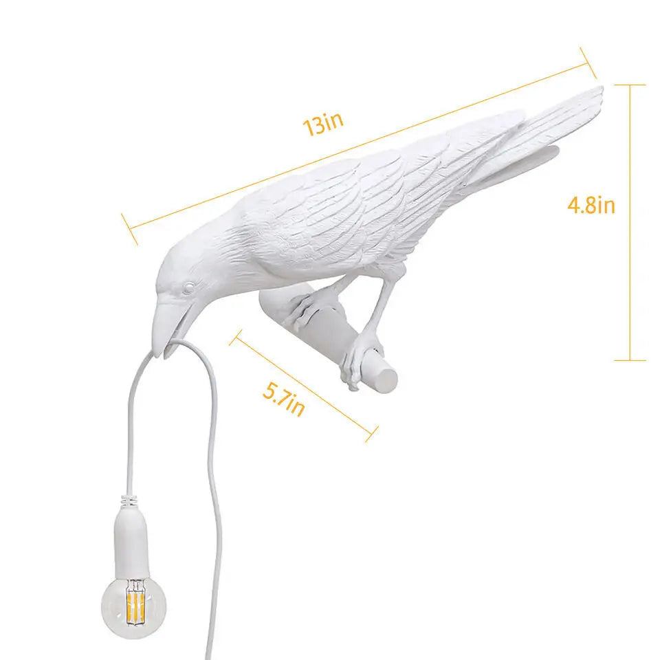 Resin Lucky Bird Crow Wall Lamp Table Lamp Night Light Bedroom Bedside Living Room Wall Lamp Home Decoration(Free Bulb)