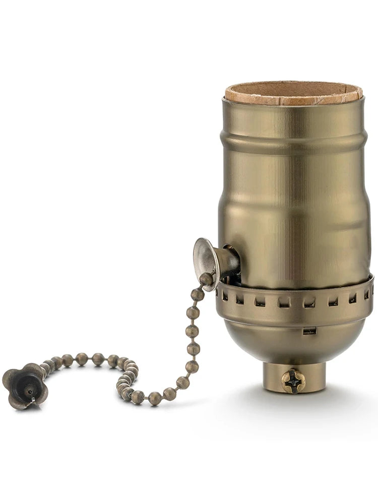 Vintage Edison Style E26/E27 LED Lamp Holder W/ Zipper Switch - Bronze & Pearl Black Hang Wire Suspension Light Fixture