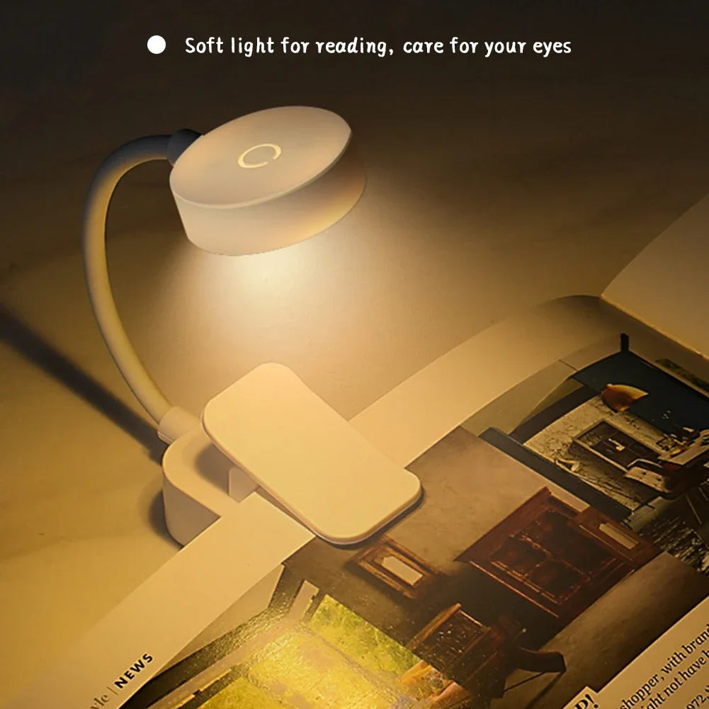 Mini Clip LED Book Lamp Battery Powered Table Lamp Eye Protection 3 Colors Night Light Portable Bedside Student Reading Lamp