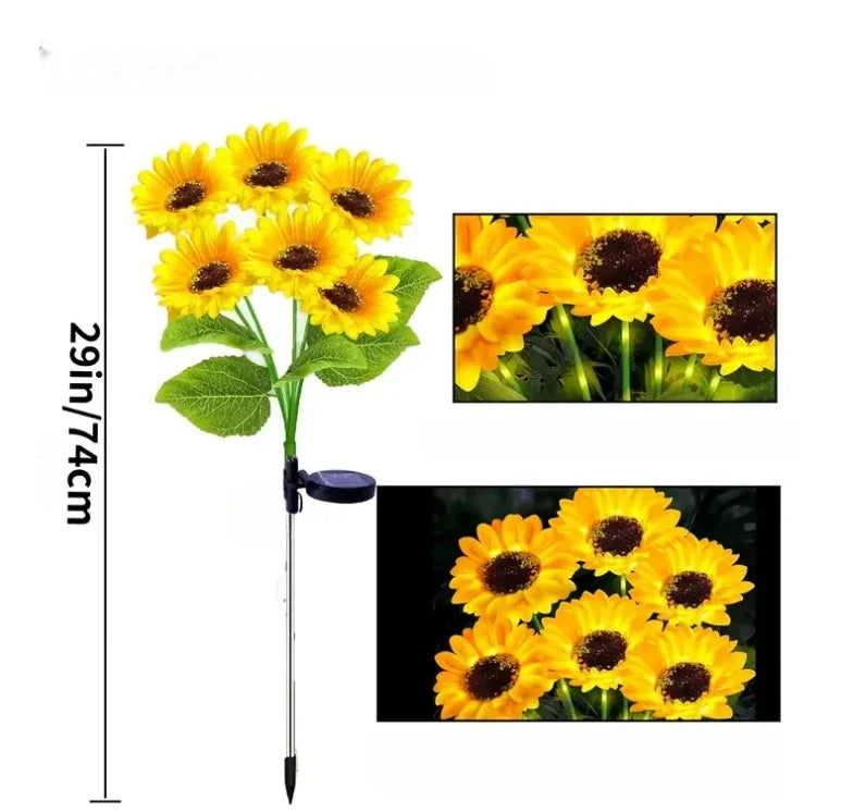 3/6 Heads LED Lawn Light Outdoor Solar Sunflowers Sense Garden Lights Yard Wedding Thanksgiving Decor Light Festival Decoration