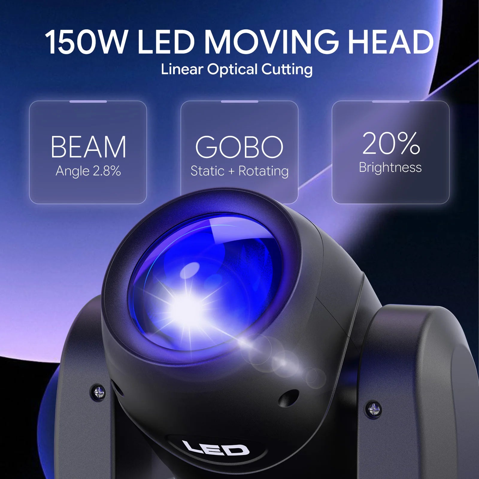U'King 4Pcs 150W LED Beam Gobo Moving Head Stage Light 18Prism Dazzling Effect DMX DJ Light For Club KTV Disco DJ Party Lighting