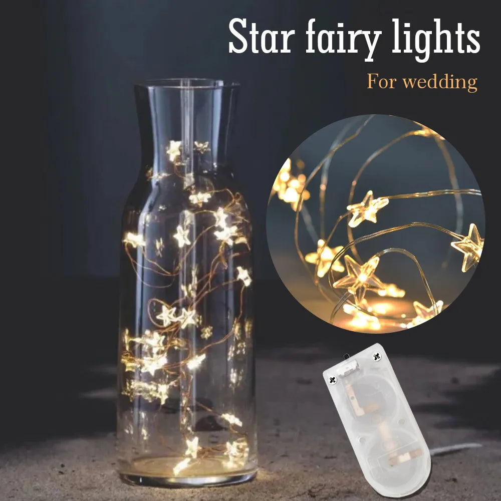 4M LED Star Fairy Lights CR2032 Battery Operate Indoor Bedroom Decoration String Light Garland Wedding Party Holiday Lighting