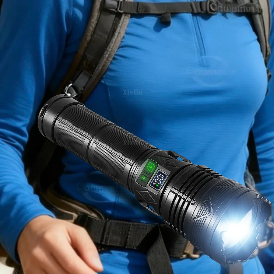 Most Powerful LED Flashlight USB Rechargeable Tactical Torch Light Ultra Bright Long Range Zoom Flashlights Fishing Camping Lamp