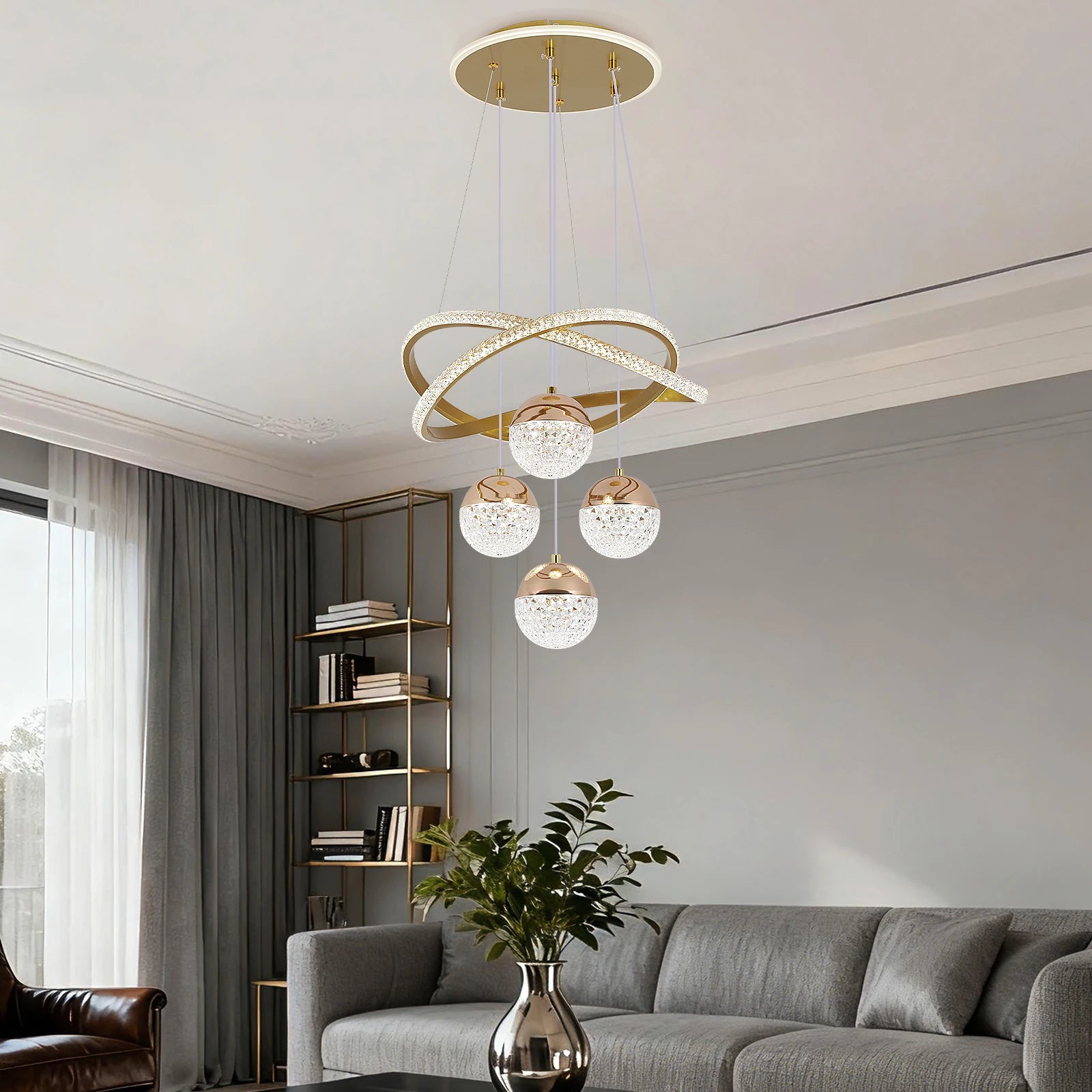 VETRULUS Modern LED Chandelier Lighting Three LED Colors Nordic Restaurant Lighting Living Room Chandelier Hanging Lamp Lighting Fixture