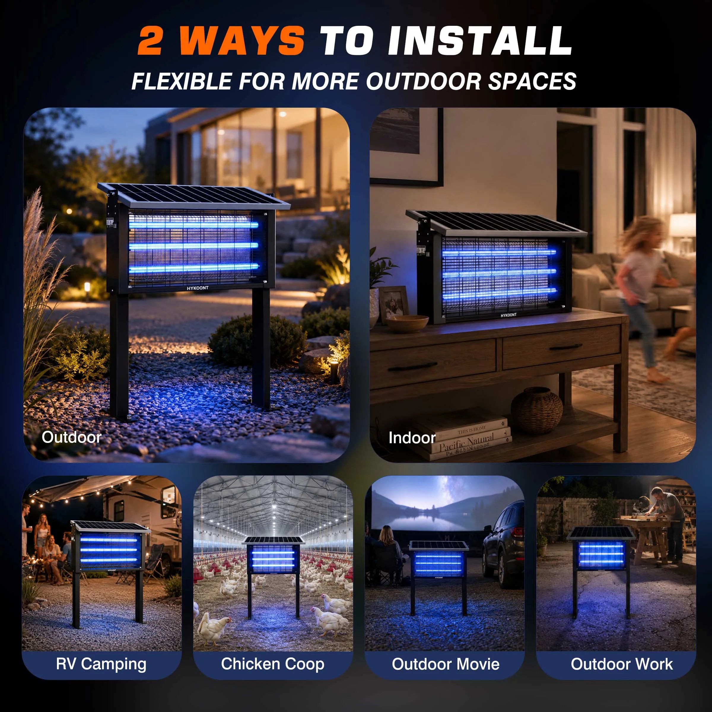 Solar Bug Zapper Light Outdoor, 18W/30W Solar Mosquito Killer Lamp, 3500V Electric Insect Trap, Dusk to Dawn Bug Zapper for Mosquitoes, Flies & Gnats