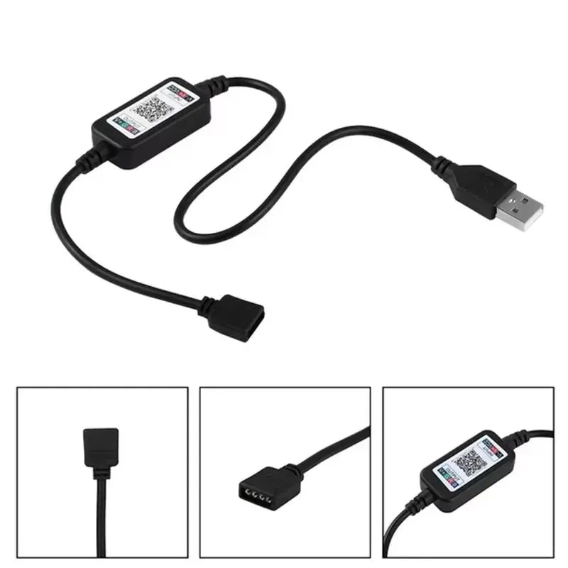 USB Bluetooth Music LED Controller 4-pin RGB 5V 24V Microphone Mode 1.6 Billion Color Toner Mini RGB Bar Light Controller BT001A