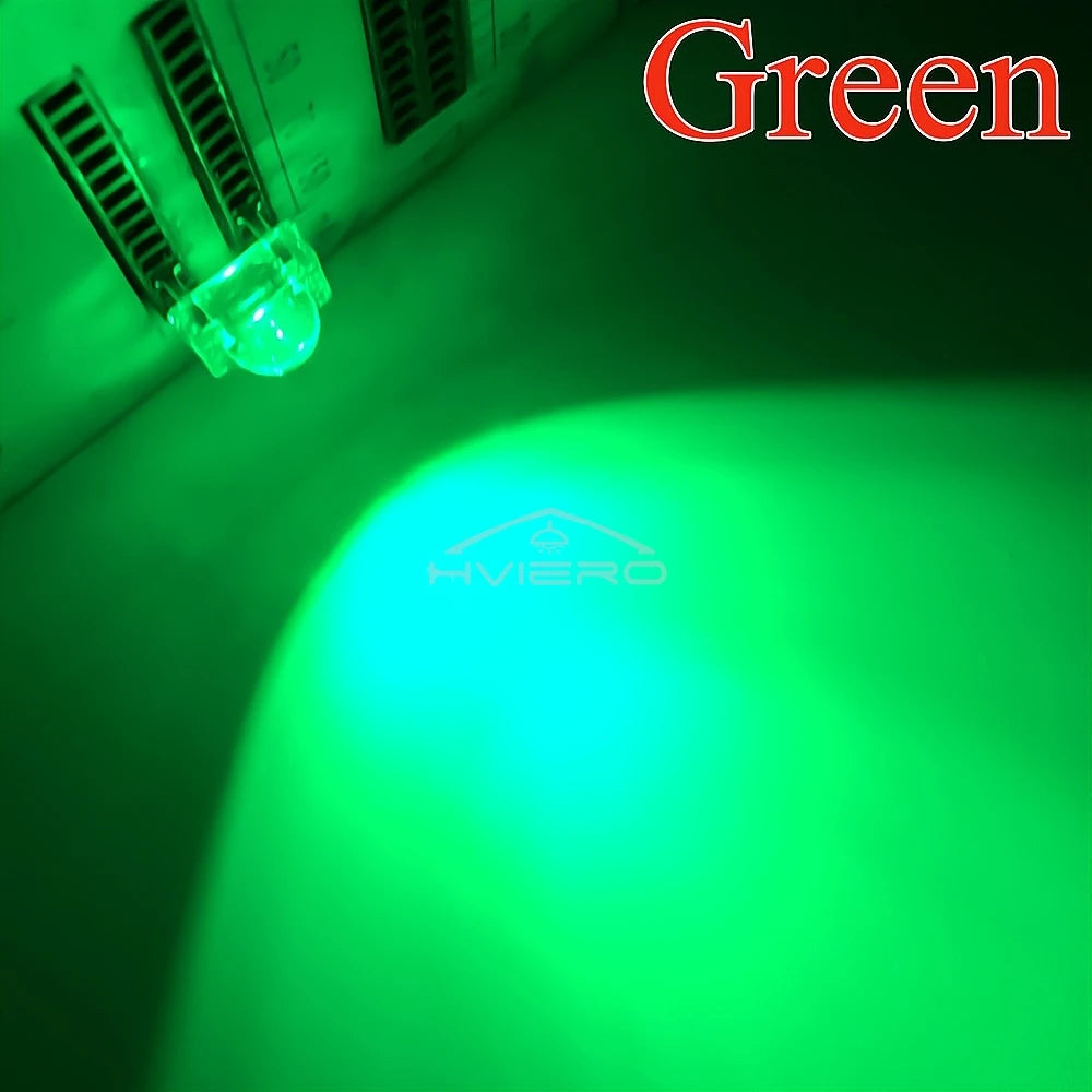 100Pcs Min F5 5mm Red Green Blue White Yellow Dome Flux Water Clear Piranha 1.9~3.4V Lamp Bead Light DIY Emitting Diode Led Bulb