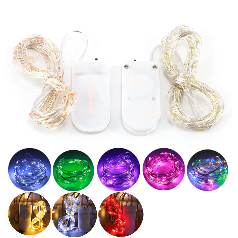 LED Copper Wire String Lights Waterproof Fairy Lights Battery Powered Garland DIY Christmas Party Wedding  Holiday Decoration