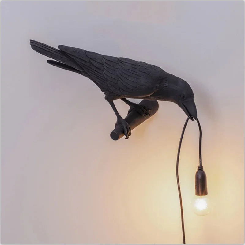 Resin Lucky Bird Crow Wall Lamp Table Lamp Night Light Bedroom Bedside Living Room Wall Lamp Home Decoration(Free Bulb)