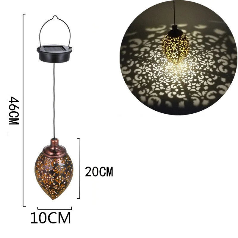 Outdoor Water Drop Shaped Solar Projection Light Waterproof Hollowed-out for Garden Patio Stair Fence Street Landscape Balcony