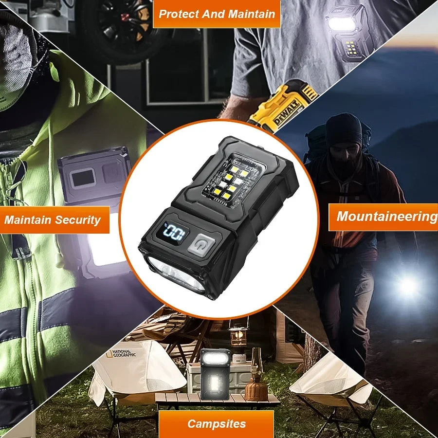 LED Magnetic Work Light Portable Rechargeable Mini Flashlight Multi Outdoor Camping Emergency Car Repair Torch with COBSidelight