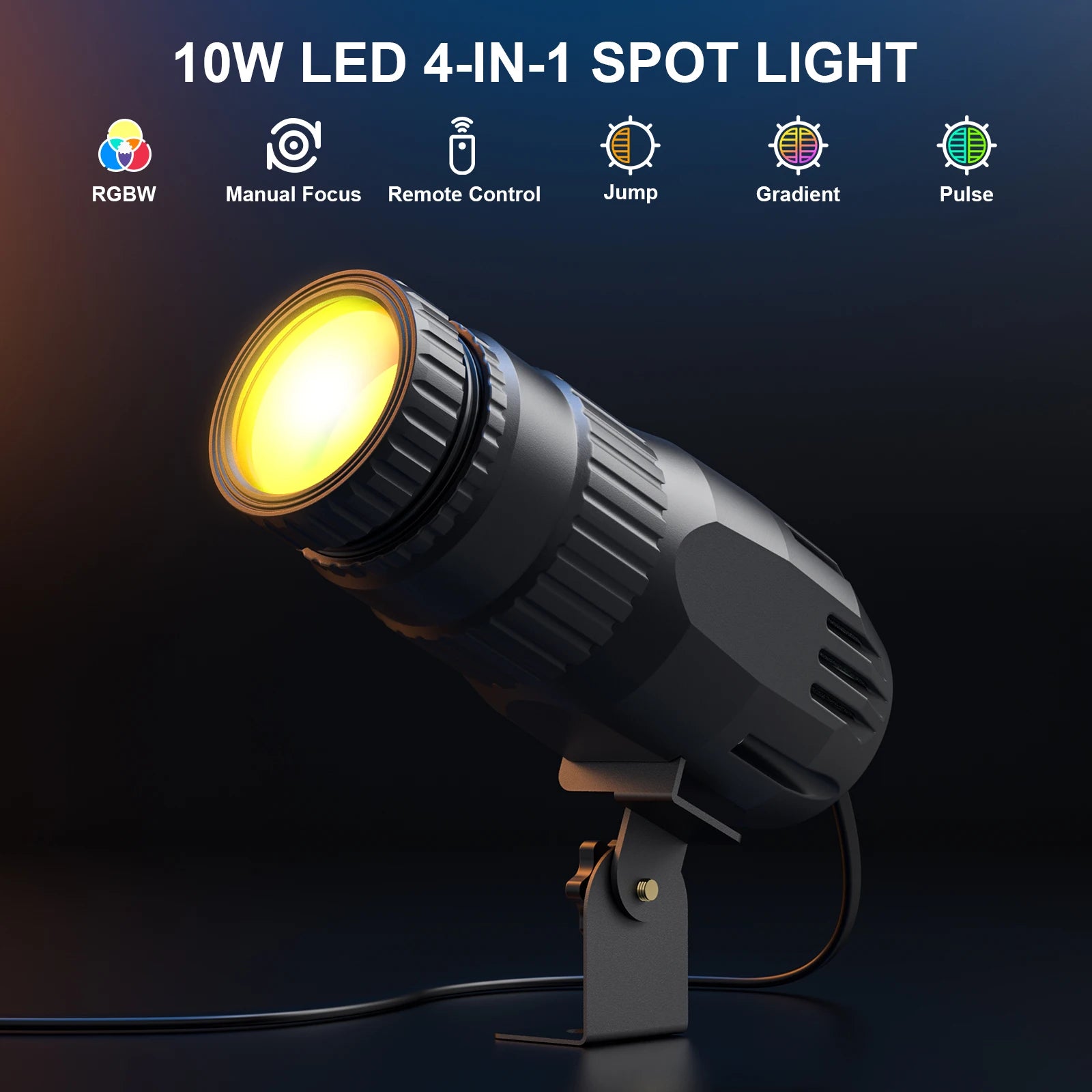 U'King 4Pcs 10W LED Mini Spotlights With Remote Manual Focus RGBW Pinspot Stage Light For DJ Disco Bar Club Show Wedding Party