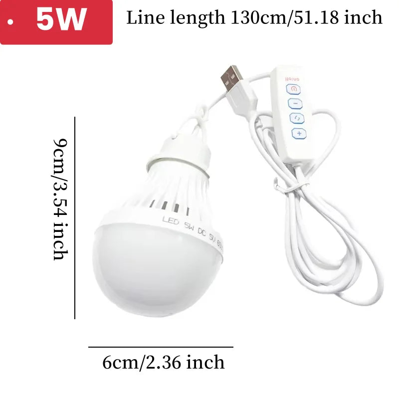 5V Led Camp Light Usb Emergency Bulb 3 Color Dimmable Hanging Tent Lamp for Work BBQ Fishing Repair Out Door Camping Equipment