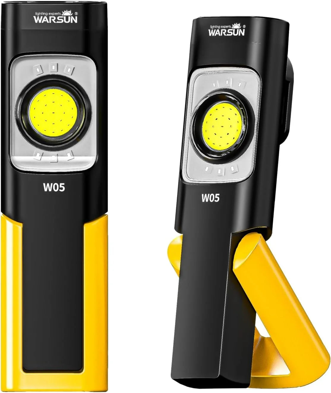 WARSUN W05S LED Work Light Rechargeable Portable Magnetic Base Flashlight Clip Hook 180° Rotating Stand for Home Garden Camping
