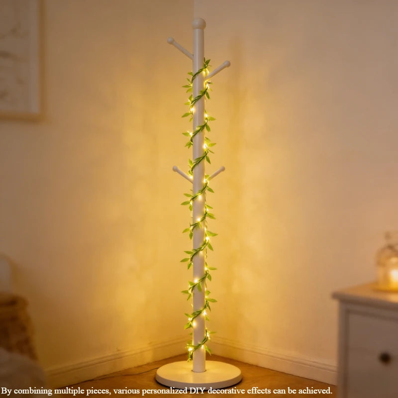 2M 20LED Willow Curtain Copper Wire String Light Imitation Leaf Battery Box Powered Constant Brightness Decorative Light String