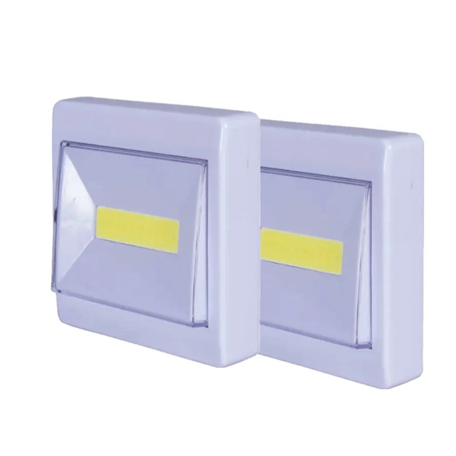 2 Pcs COB LED Night Lights AAA Battery Wall Light Operated with Switch Magic Tape for Cabinet lights Garage Corridor lamp