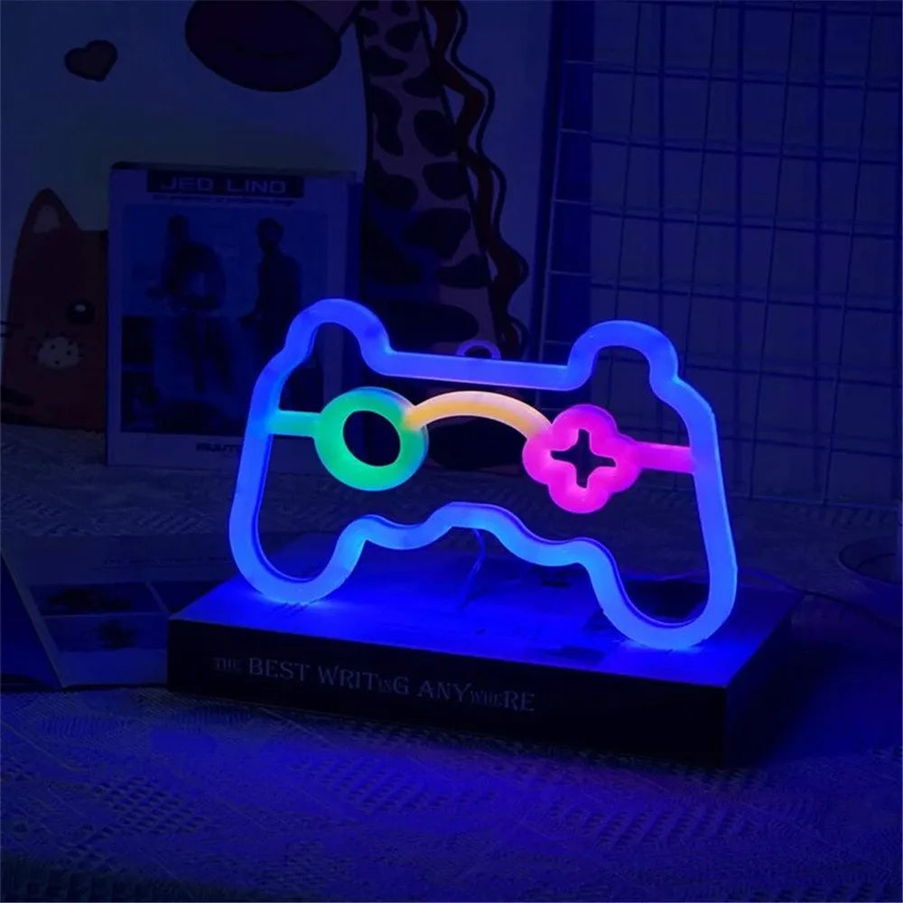 1PC USB LED Game Console Neon Light, Game Controller Night Light, Suitable for Game Rooms, Parties, and Wall Decoration
