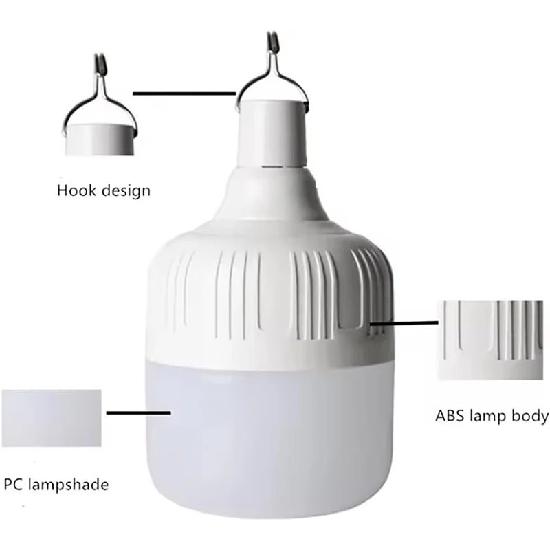 LED Portable Lights with Solar Panel Outdoor USB Rechargeable Emergency Lanterns Hanging Camping Energy Saving Bulb Tent Garden