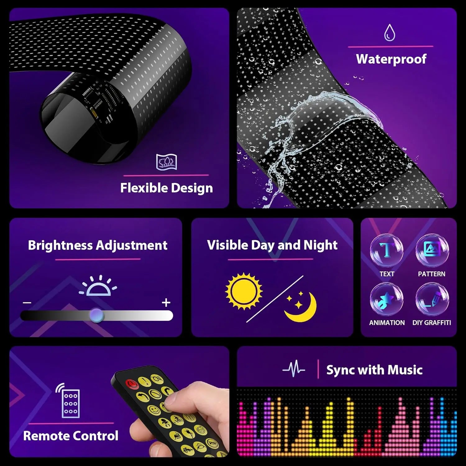 Huge Bright Devil Eyes LED Light Demon's Eye Programmable Scrolling LED Sign Flexible Screen for Store and Car Displays