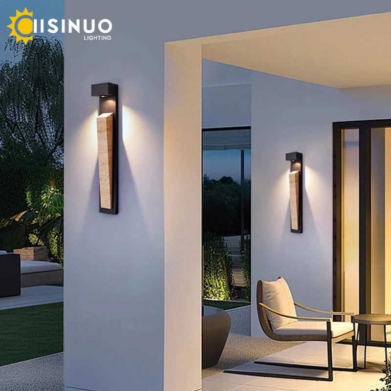 Waterproof Outdoor Wall Light Natural Stone Exterior IP65 Weather-Resistant Lighting for Garden Porch Balcony Villa & Patio Deco